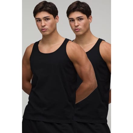2 Pack Essential Regular Fit Vests | Black | Size XS