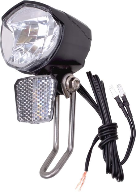 Fietslamp LED 70 LUX met Reflector en Parkeerlichtfunctie - Dynamo Aansluiting STVZO Goedgekeurd