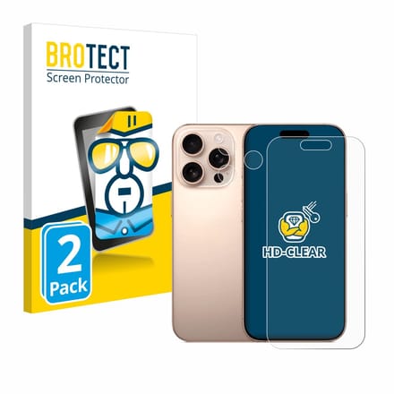 BROTECT - Screenprotector voor Apple iPhone 16 Pro (Voor+Camera) - Folie Beschermfolie transparant 2 Stuks