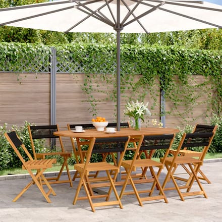vidaXL - Opklapbare - stoelen, - 8 - stuks, - zwart, - massief - acaciahout