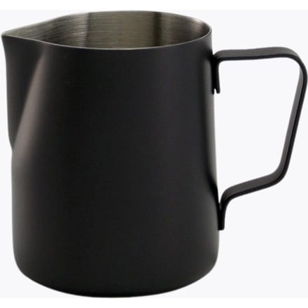 JoeFrex Melkkan | 350 ml Zwart | RVS Barista Accessoire voor Romig Melkschuim Latte Art | Hoogwaardige Schenkkan voor 2 Kopjes Cappuccino