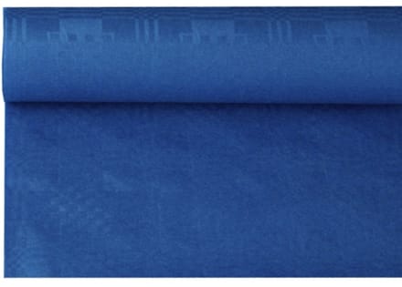 12x Tafelkleed papier met damastprint 8 m x 12 m donkerblauw
