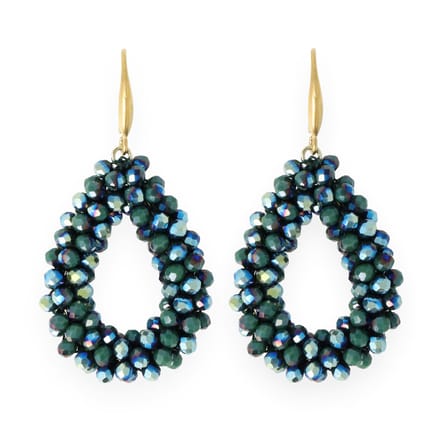 Lajetti - Druppel Oorbel Donkergroen Dames Stainless Steel - Beads Earring Wedding