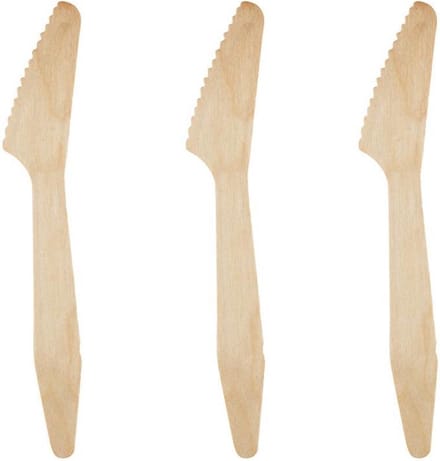 Natural Cutlery houten wegwerp bestek - messen - 100 Stuks - Composteerbaar