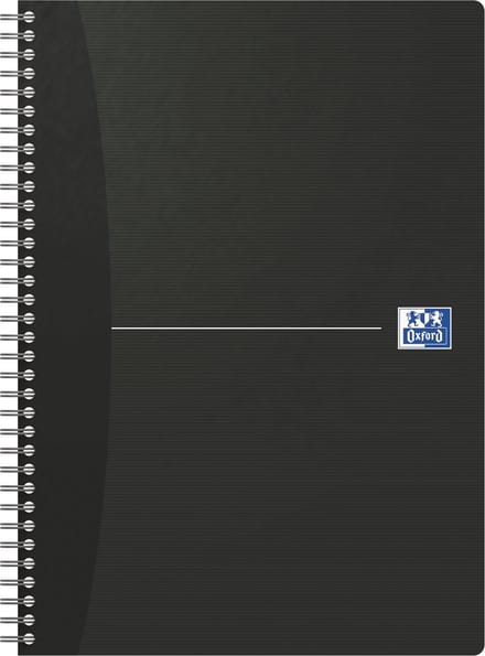 Oxford Office Essentials spiraalschrift, 180 bladzijden, ft A4, geruit 5 mm, zwart 5 stuks
