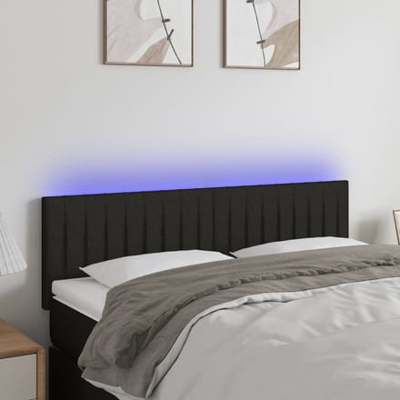 vidaXL - Hoofdbord - LED - 144x5x78/88 - cm - stof - zwart