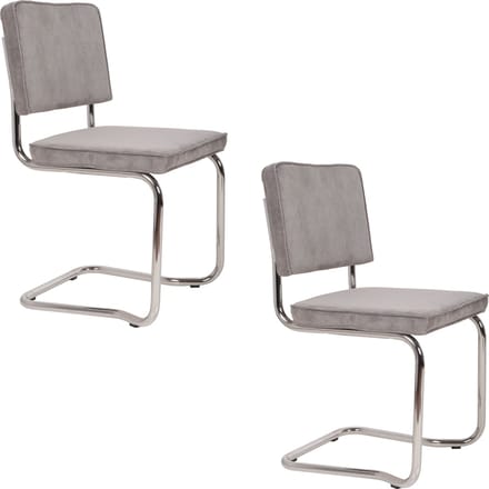 Zuiver Ridge Kink Rib Eetkamerstoelen Lichtgrijs - Set van 2
