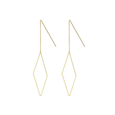 Goud Plated Hang oorbellen Met Lang Ruit