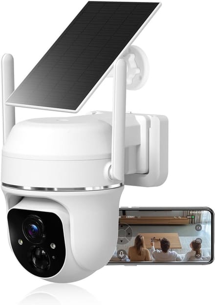 Beveiligingscamera Buiten - Wifi Camera - Huisbewaking - Zonne-energie en Batterij - 2K Resolutie - Wit