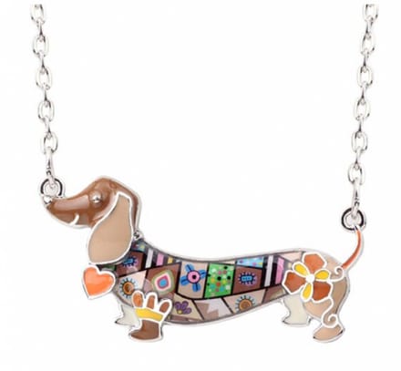Teckel ketting emaille bruin gekleurd - Charme Bijoux