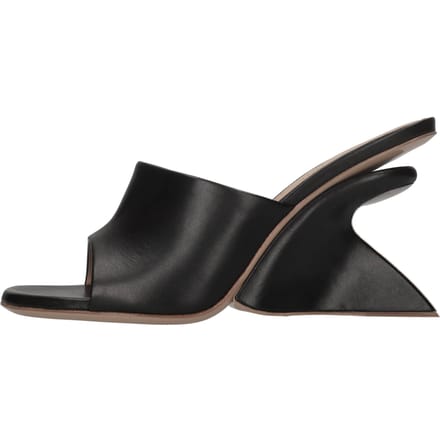 Open-toe JUG muiltjes wig 10 cm in zwart