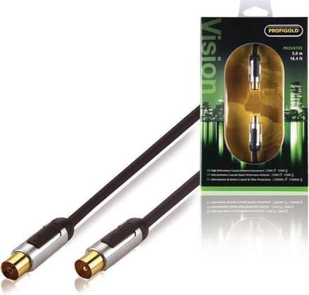 Profigold PROV8701 High Performance Coax Kabel - (male-female) zwart - 1  meter