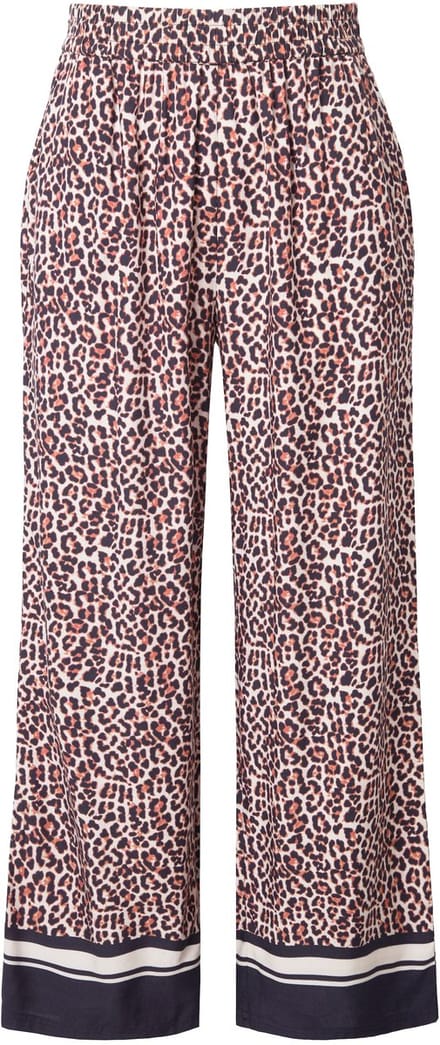 Studio Untold - Dames - Broek wijde pijpen luipaard zoomrand - Lichtbeige - Maat 46+