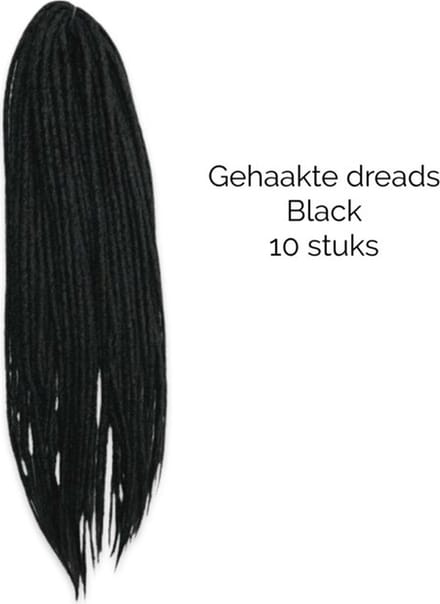 Dreadlocks DE Black 10 stuks - Gehaakte dreadlocks - Dreadlocks double ended - Dreadlock extensions - Hair extensions - Dreadlock beads - Dreadlocks zwart