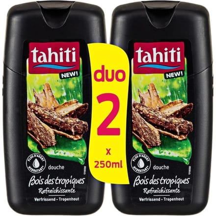 Tropisch hout douchegel 2x250ml - TAHITI (Verpakking van 6 stuks) 500 ml