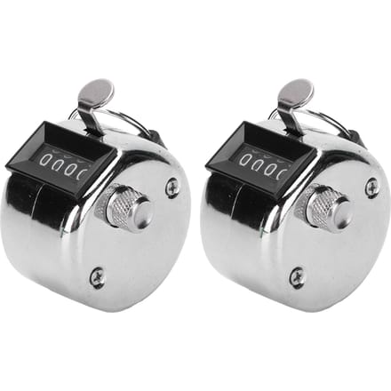 2 Stuks Hand Tally Handmatige Knop Teller Roestvrij Staal 09999 voor Werkplaats Inventaris gray