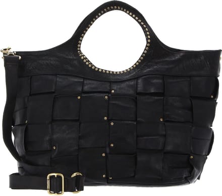 CAMPOMAGGI Leren Handtas Shopper Shopping Bag Nero Zwart