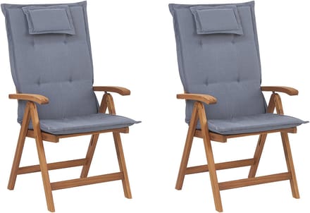 JAVA - Tuinstoel set van 2 - Lichte houtkleur/Blauw - Acaciahout