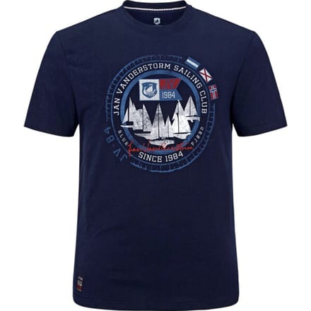 Jan Vanderstorm herren T-Shirt - 76/78 - donkerblauw - Plus Size