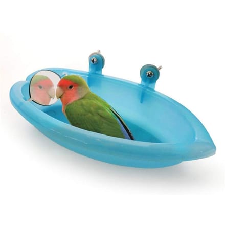 Vogel Waterbad Kuip Voor Huisdierkooi Hangende Kom Papegaai Parkiet Vogelbad+Spiegel Vogelbad blauw