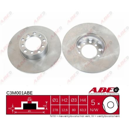 Remschijf ABE C3M001 voorkant, compleet, 1 Stuk