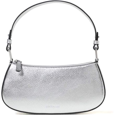 COCCINELLE Leren Schoudertas Avondtas Merveille Mini Bag Silver Zilverkleurig