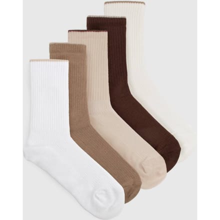 boohoo Dames Neutrale Dikke Geribbelde Sok 5-Pack