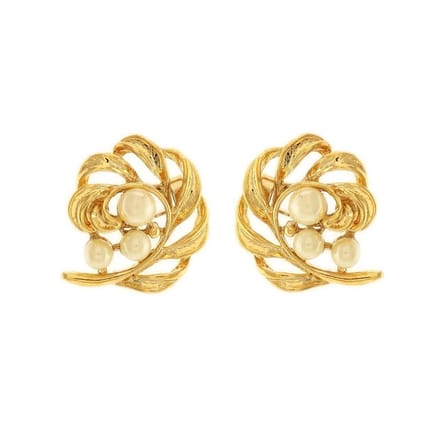 Behave - Oorknoppen goudkleur rond met parels - 2 cm