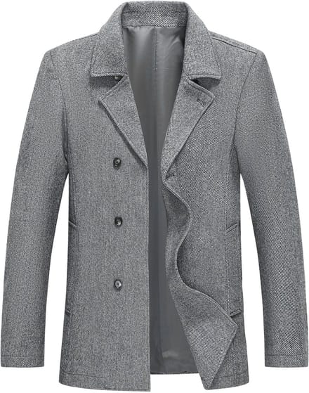 ALLTHEMEN Heren Wollen Dikke Coat - Slim Fit Overgangsjas - M