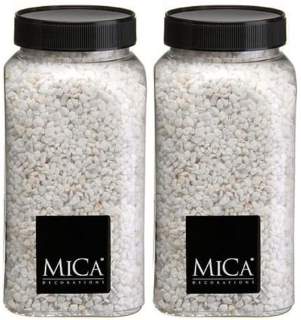 Mica Decorations decoratie stenen/granulaat - 2x - 650ml - wit - hobby steentjes
