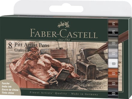 Faber Castell Pitt Artist Pen - set 8 stuks - classic   4005401671725   Verf