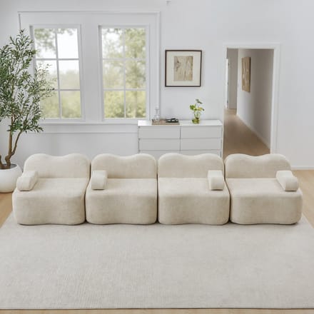 MODFU Modulaire Hoekbank - Frameloos En Golfvormig - Voor Woonkamer - Fluweel - Beige