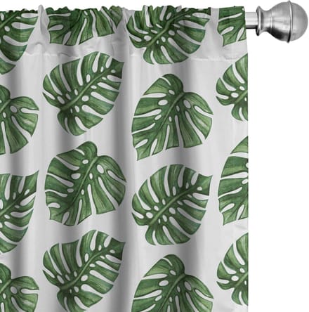 ABAKUHAUS Groene Blad Gordijnen – 2x75x245 cm – Mikrofaser – Halfdonker