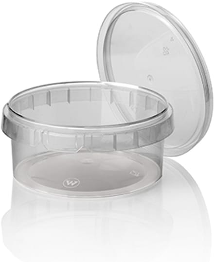 50 Delicatessen cup, PP 300 ml Ø 11,8 cm · 5,1 cm transparant met tamper-proof sluiting