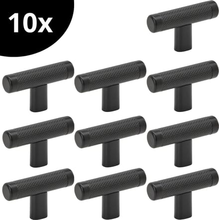 Hauskraft - Design Deurknop - Zwart - RVS - Modern - Kast Greep - Meubelgreep Kast - 10 Stuks