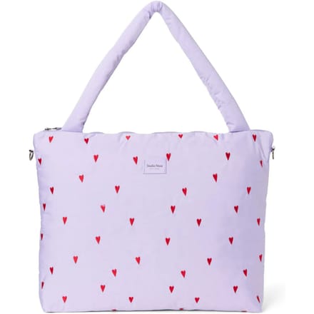 Studio Noos puffy diaper bag purple hearts