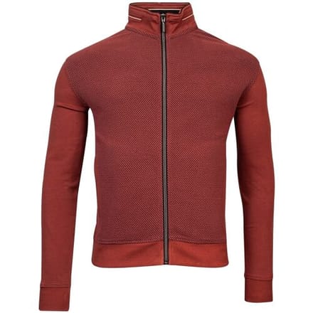 Baileys Vest Front Back Two-Tone Jacqaurd Sweat Cardigan Zip Stone Red / male