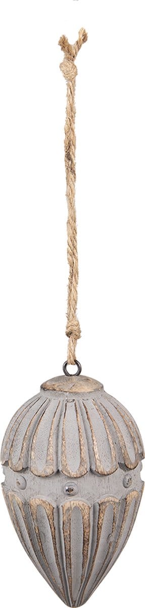 Clayre & Eef Hanger Ø 7x12 cm Grijs Hout Woondecoratie