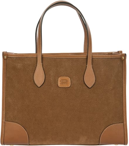 BRIC'S Schoudertas Laptoptas met laptopvak Life Opera Bag Camel Bruine