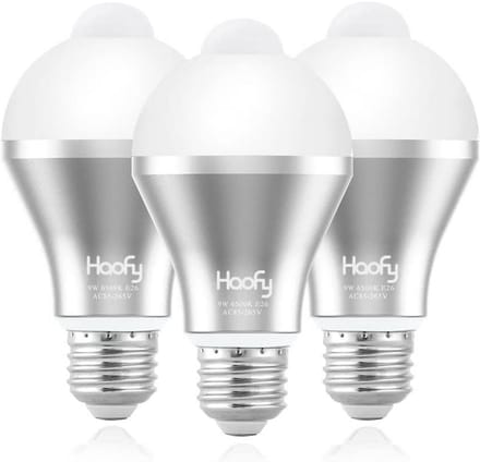 Set van 3 Slimme LED Bewegingssensor Lampen 9W E27 Koel Wit - Automatisch Aan/Uit voor Binnen en Buiten