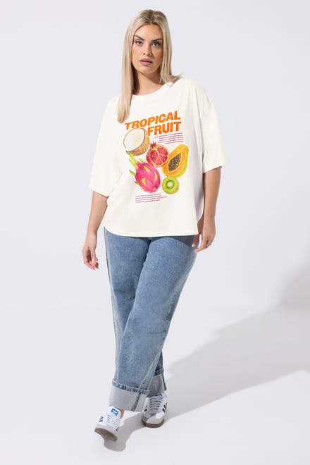 Limited Collection Wit Tshirt Met Tropischfruitprint Size 48