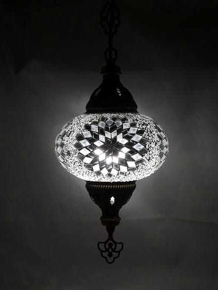 Oosterse lamp - hanglamp wit - 1 stuk - handgemaakt mozaïek glas