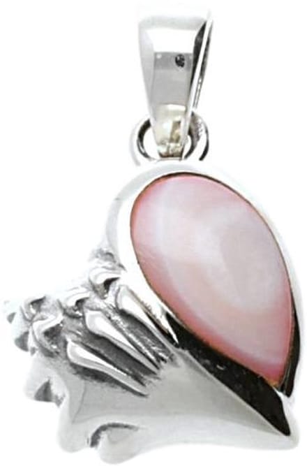 Zilveren Schelp met rose kwarts kettinghanger