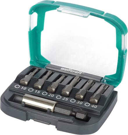 wolfcraft - Bitset incl. Bithouder - T10 / T15 / T20 / T25 / T30 / T40 - Bit-box FIX-GRIP, TORX® - 2965000