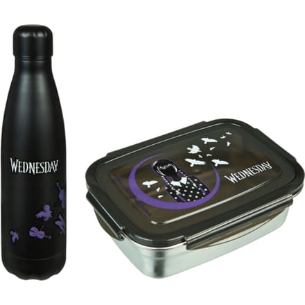Wednesday Lunchset - Aluminium Lunchbox - Aluminium Drinkfles - Zwart