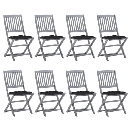 vidaXL - Inklapbare - stoelen - 8 - st - met - kussens - massief - acaciahout