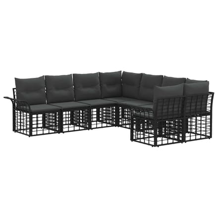 vidaXL - Buiten - bank - set - 8 - st - Zwart - en - Donker - Grijs - Polyester