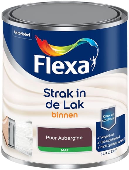 Flexa - Strak In De Lak Binnenlak Mat - Puur Aubergine - Mengverf - 1 L