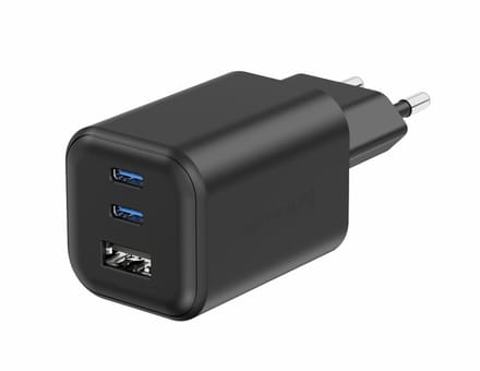 Swissten 65W 2x USB-C & USB-A Reisoplader - 22071410 - Zwart