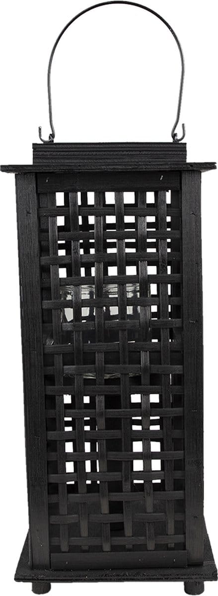 Clayre & Eef Windlicht 19x19x43 cm Zwart Bamboe